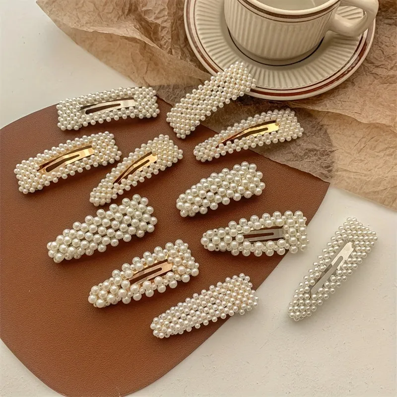 10pcs Stylish Faux Pearl Hair Clips Elegant Womens Hair Accessories