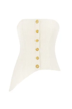 ASYMMETRIC GOLD-DETAILED TWEED CORSET