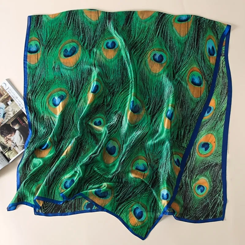 Boho Vintage Peacock Feather Scarf Stylish Windproof and Versatile