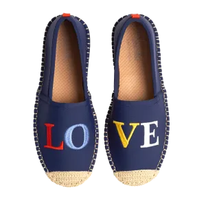 DARK NAVY LOVE EMBROIDERY - WOMENS BEACHCOMBER ESPADRILLE