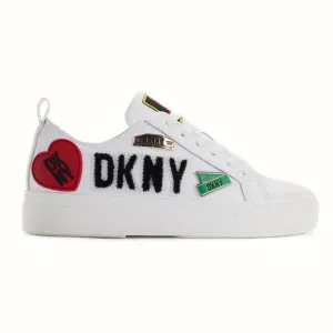 DKNY Coreen City Signs Lace Up Sneakers K1469449-WHT