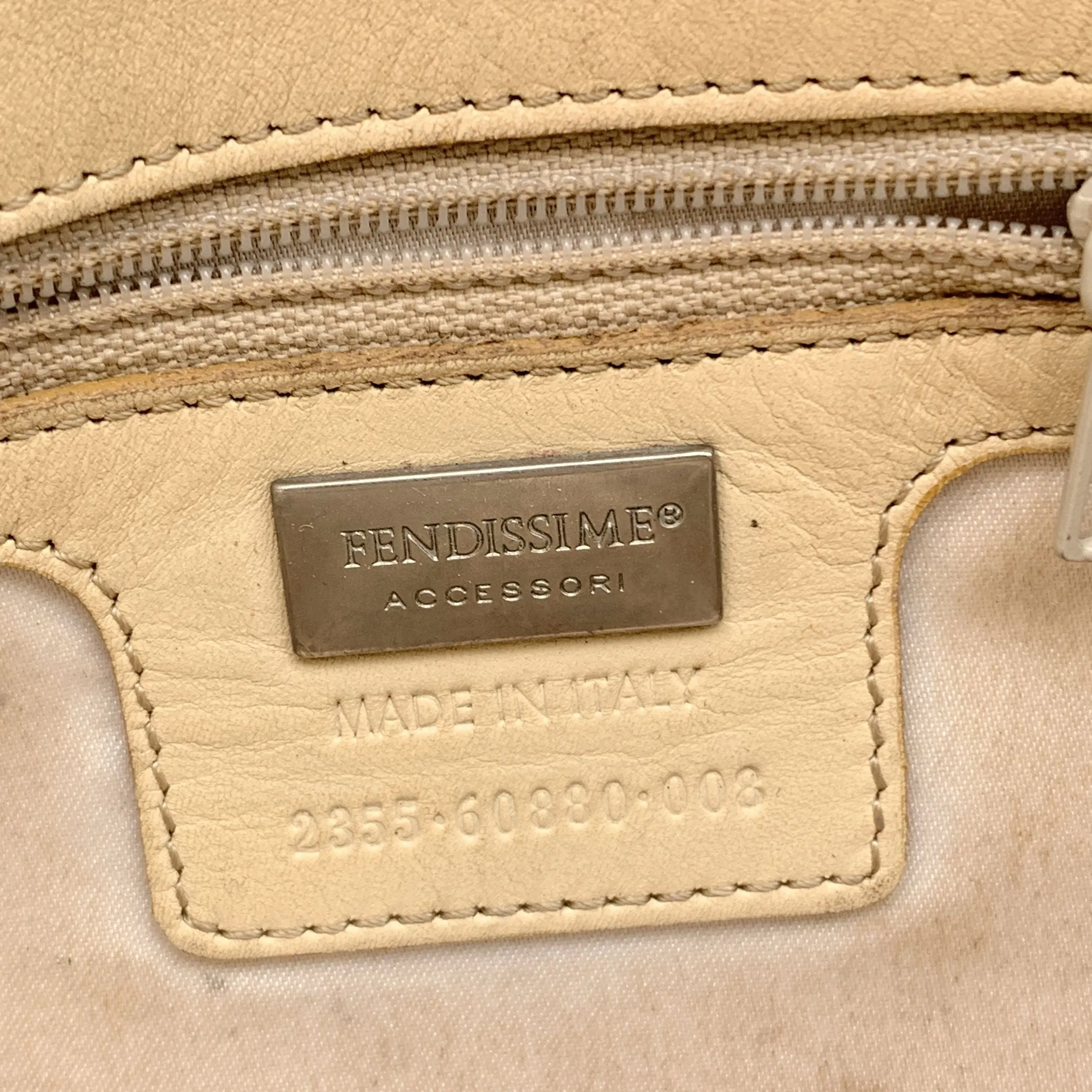 Fendissime Vintage Beige Leather Sleek Shoulder Bag