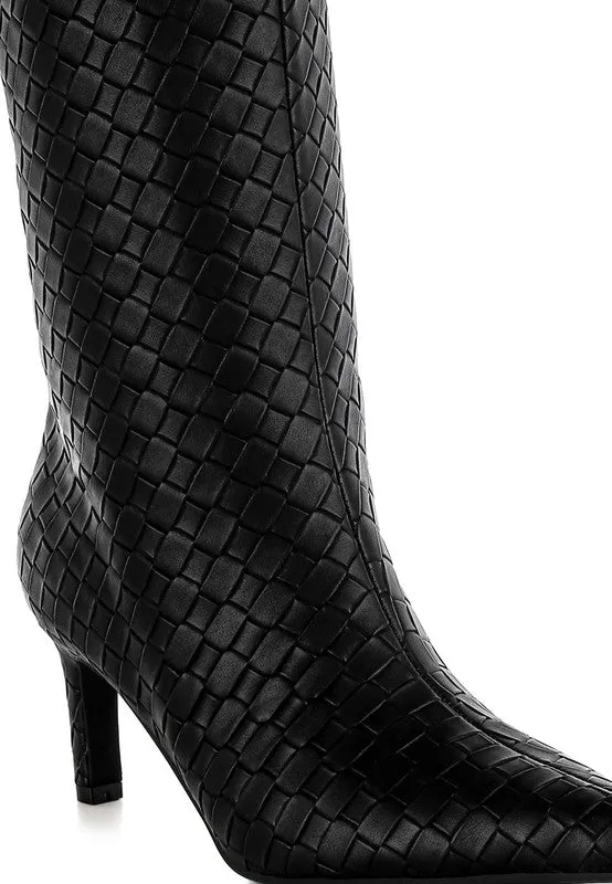 Mentha Woven Faux Leather Boots