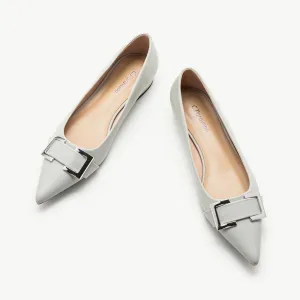 Metal Buckle Flats (Aida) Grey