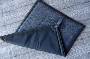 Padded sit-pad, tweed wool & waxed canvas with leather tie-out