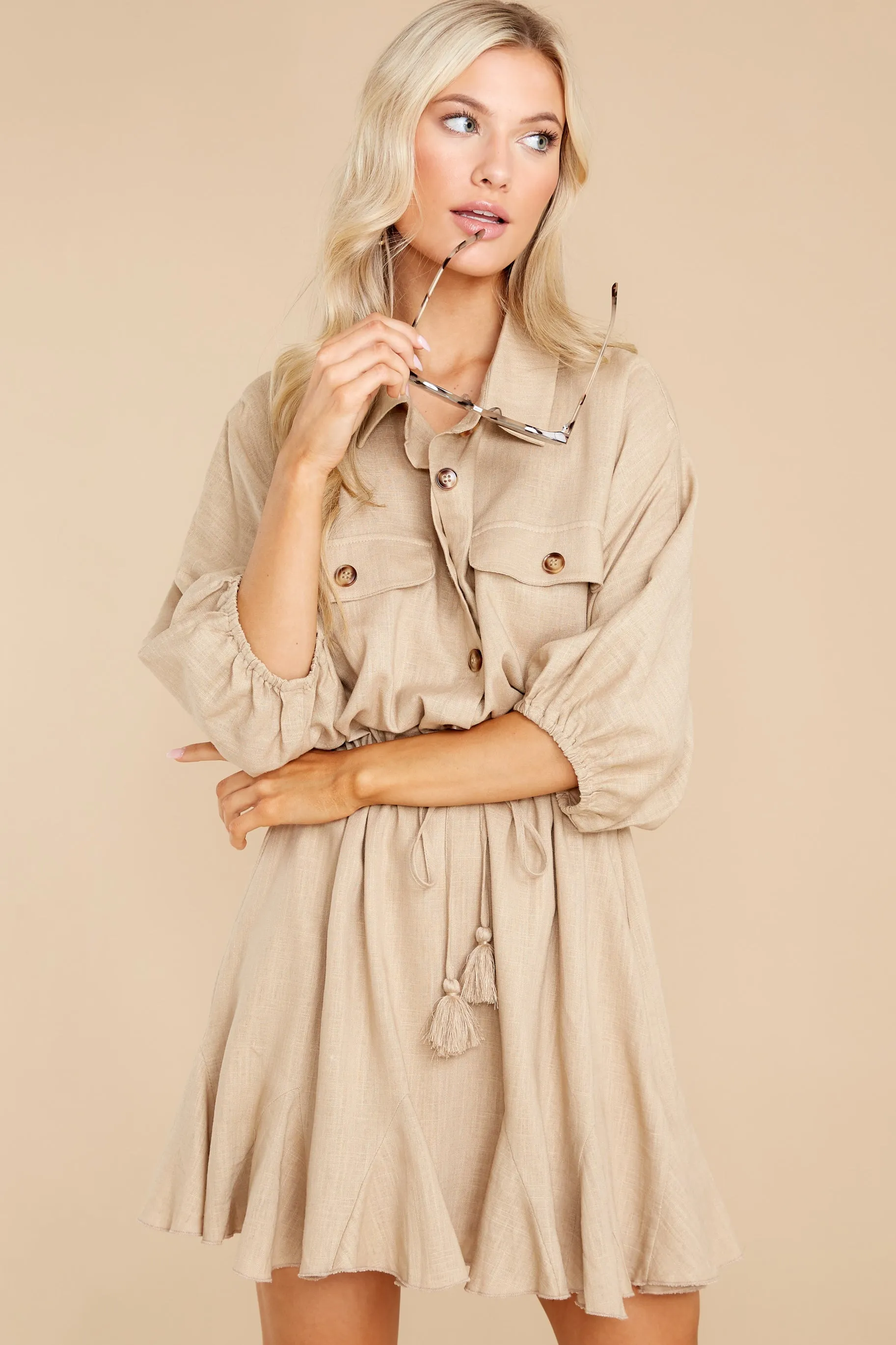 Seeking Adventure Khaki Dress