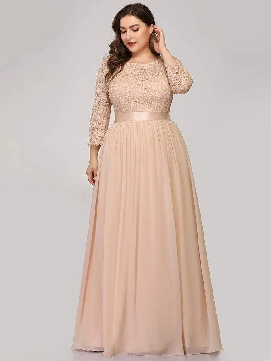 Simple Plus Size Lace Evening Dress with Half Sleeves