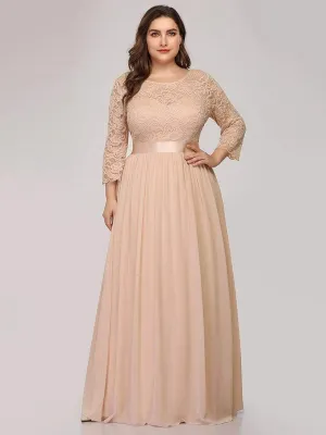 Simple Plus Size Lace Evening Dress with Half Sleeves