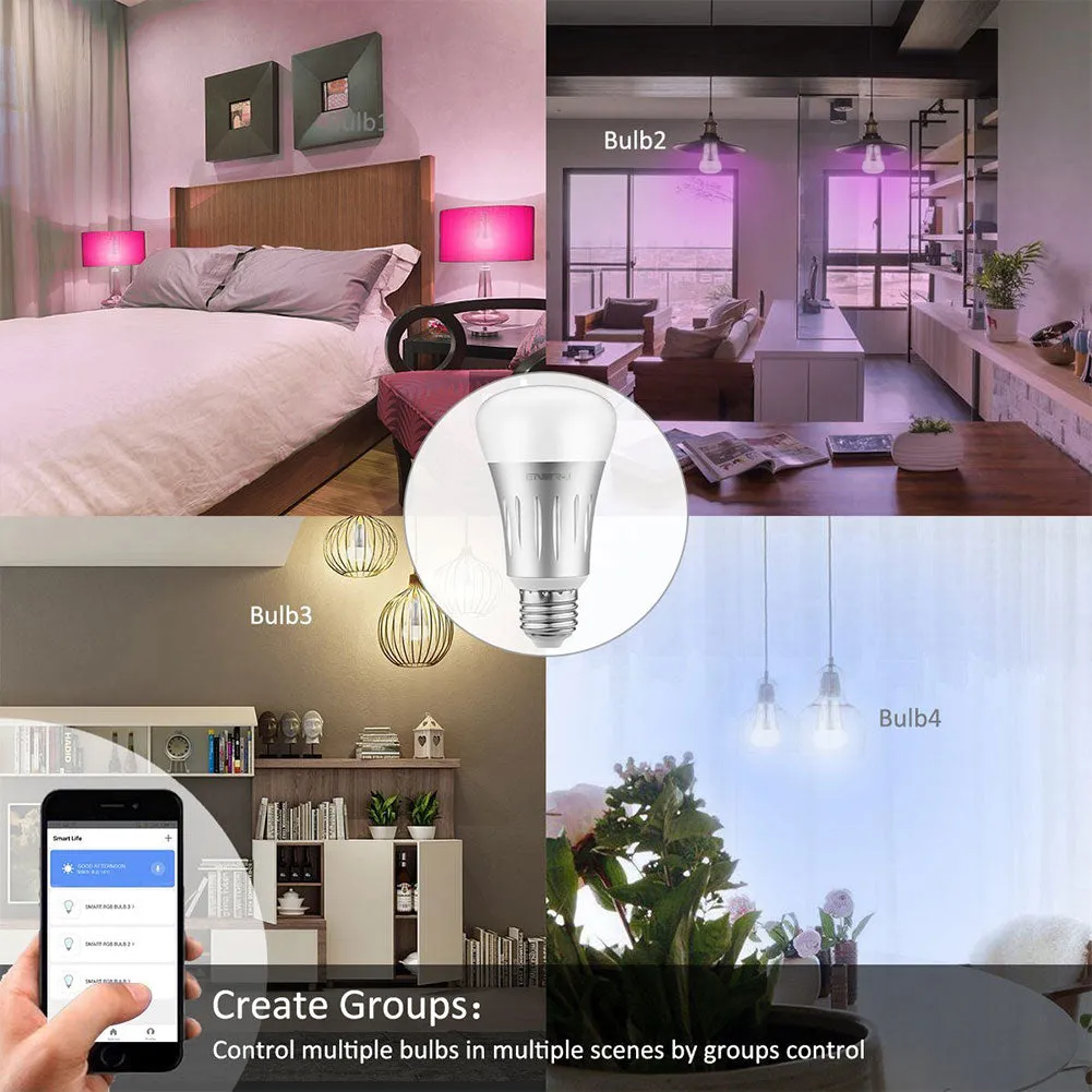 Smart WiFi GLS RGB W 7W LED Bulb E27 Base, Timer Function, LED Colour Changing Lights