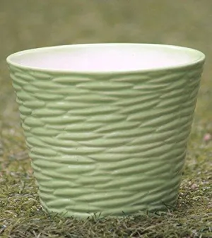 Stylish Round Green Ceramic Planter | Modern Indoor Plant Pot - High Quality Material