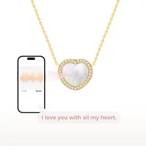 totwoo Memory Digital Locket Necklace (18K Gold Plated Silver & Mother of Pearl)