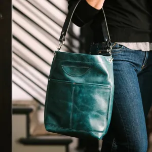 Western Woods Collection | Train Shoulder Tote | Teal Spruce