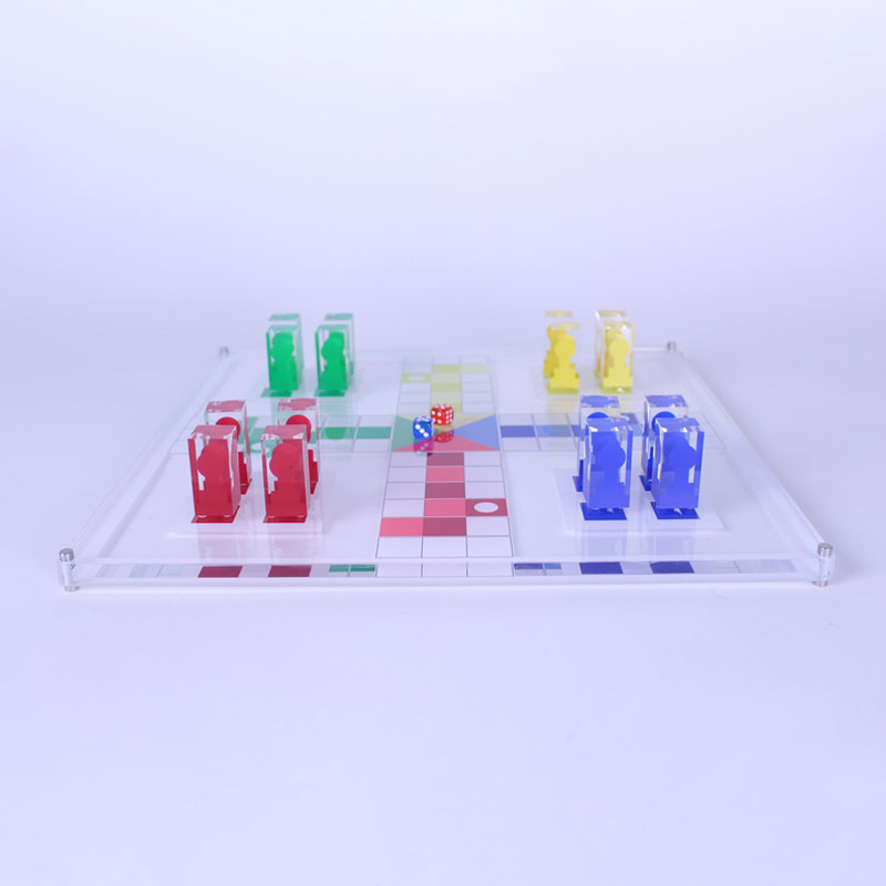 Customized Clear Acrylic Ludo Board Game Home Decor Acrylic Board Games Set Luxury Lucite Ludo Game for Kids & Adults